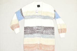 Buckle Sweater Womens Small Striped Open Front Cardigan Soft Cozy Knit Pullover